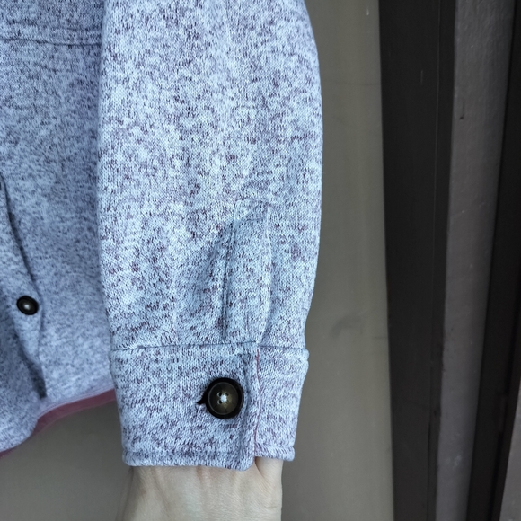 MWL Madewell (Re)sourced Sweater Fleece Shirt Jacket Heather Pale Thistle Brown - Picture 4 of 10